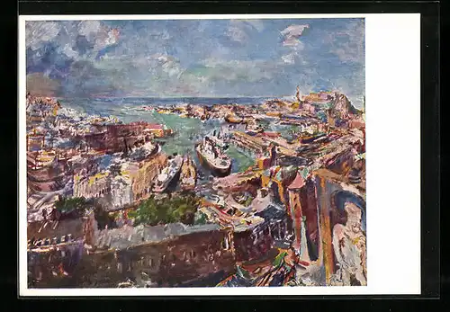 Künstler-AK sign. O. Kokoschka: Genua, Hafenansicht