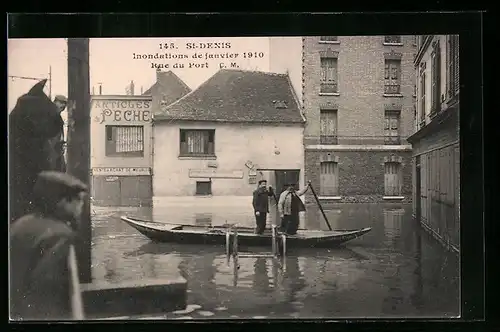 AK St-Denis, Inondations de janvier 1910, Rue du Port
