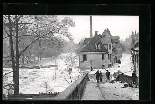 AK Nürnberg, Überflutete Agnesbrücke, Hochwasser-Katastrophe 5. Feb. 1909