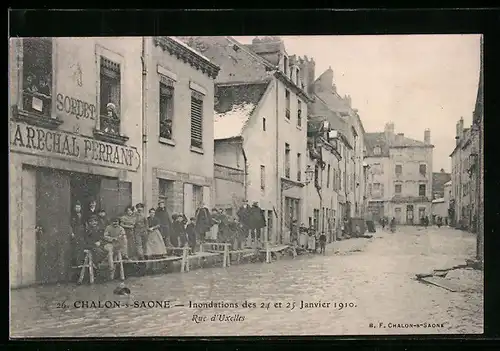 AK Chalon-sur-Saone, Inondations de 1910, Rue d`Uxelles, Hochwasser