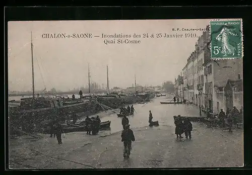 AK Chalon-s-Saone, Inondations des 24 & 25 Janvier 1910, Quai St-Cosme