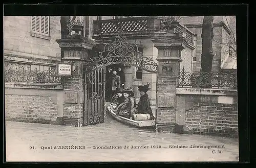 AK Asnieres, Inondations de Janvier 1910, Sinistre demenagement, Hochwasser