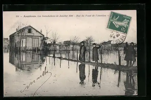AK Asnières, Les Inondations de Janvier 1910, Rue du Fossé de l`Aumône
