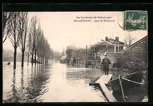 AK Billancourt, Les Inondations de Paris en 1910, Quai de Billancourt