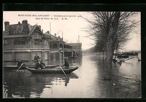 AK Boulogne-Billancourt, Inondations de janvier 1910, Quai du Point du Jour