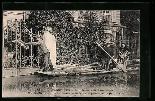 AK Asnières, Quai, Inondations de Janvier 1910