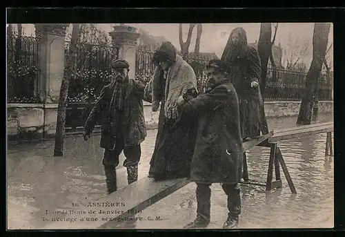 AK Asnières, Anondations de Janvier 1910