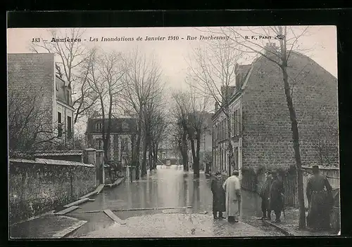 AK Asnières, Les Inondations de Janvier 1910, Rue Duchesnay