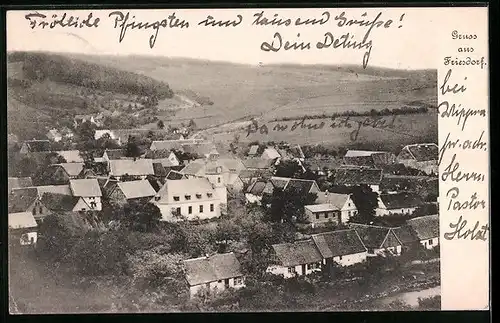 AK Friesdorf, Ortsansicht mit Fernblick aus der Vogelschau
