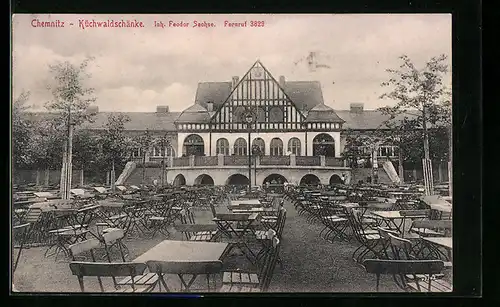 AK Chemnitz, Gasthaus Küchwaldschänke, Garten