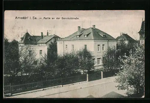 AK Arnsdorf i. Sa., Villen in der Bahnhofstrasse