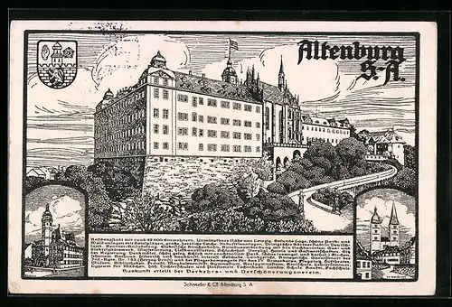 Künstler-AK Altenburg, S.-A, Blick auf Burg