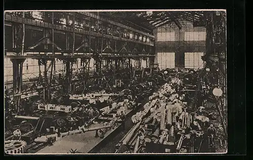 AK Essen, Krupp`s Fabrik, Die mechanische Werkstätte mit Fabrikarbeitern