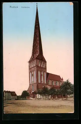 AK Rostock, Ansicht der Petrikirche