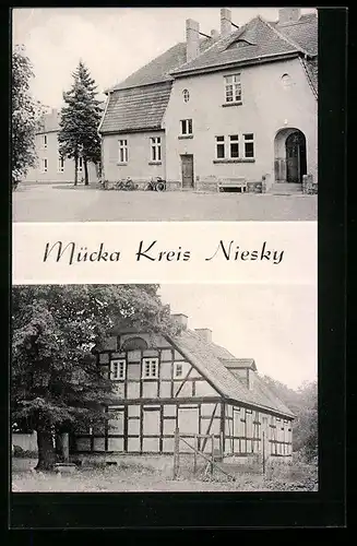 AK Mücka /Kreis Niesky, Oberschule, Fachwerhaus Brüterei