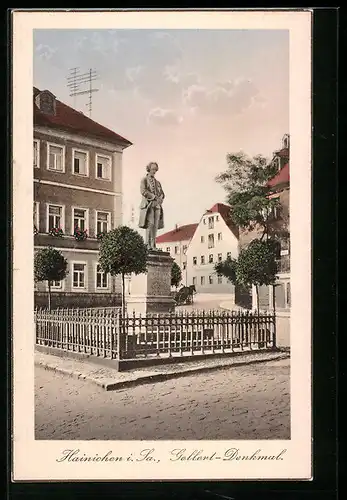AK Hainichen, am Gellert-Denkmal