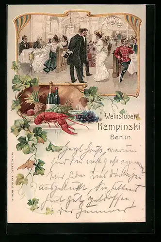 Lithographie Berlin, Weinstuben Kempinski, Innenansicht
