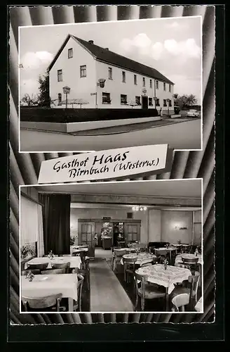 AK Birnbach / Westerw., Aussen- und Innenansicht des Gasthofes Haas