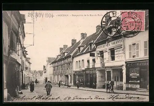 AK Houdan, Perspective de la Rue de Paris