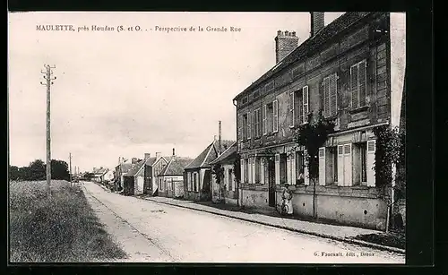 AK Maulette pres Houdan, Perspective de la Grande Rue