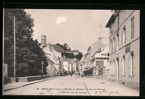 AK Meulan, Entrée de Meulan, La Rue de Mantes