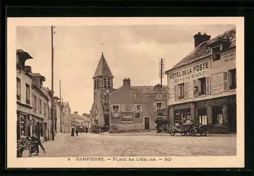 AK Dampierre, Place de l`Église - Hotel de la Poste