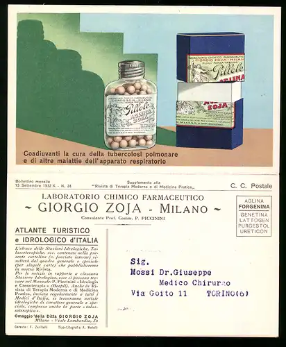Klapp-AK Reklame für Pillole Aglina Zoja, Landkarte der Region um die italienische Stadt Ancona