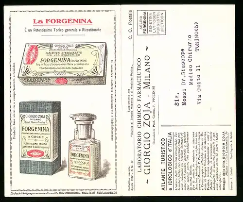 Klapp-AK Reklame für Forgenina von Giorgio Zoja-Milano, Landkarte der Region um die italienische Stadt Campobasso