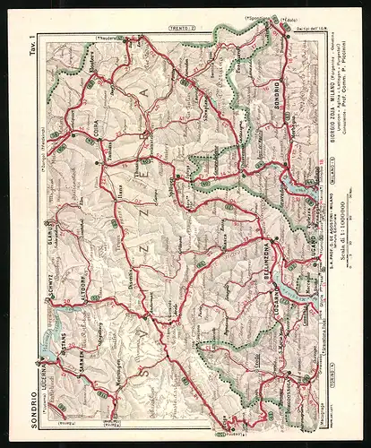 Klapp-AK Reklame für Pillole Aglina Zoja, Giorgio Zoja-Milano, Landkarte der Region um die schweiz. Stadt Bellinzona
