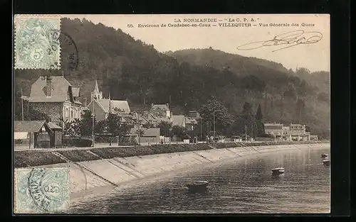 AK Villequier, Vue Generale des Quais