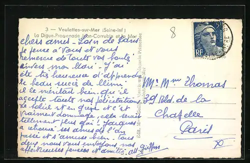 AK Veulettes-sur-Mer, La Digue-Promenade Jean Corruble et la Mer