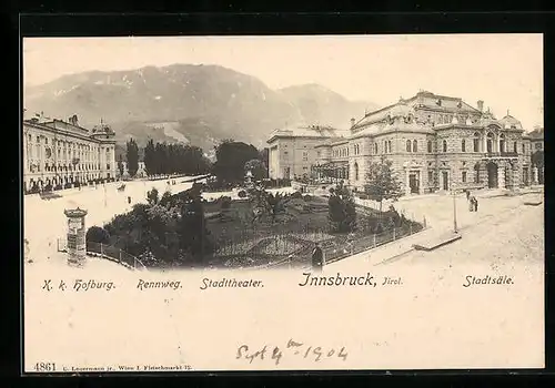 AK Innsbruck, Stadtsäle, Stadttheater und rennweg