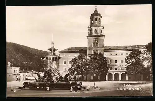 AK Salzburg, Residenzbrunnen und Residenz