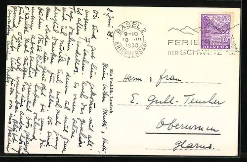 AK Landeck, Ortsansicht mit Schloss Tirol