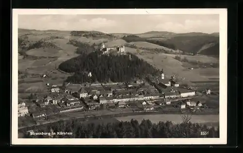 AK Strassburg, Ortsansicht aus der Vogelschau