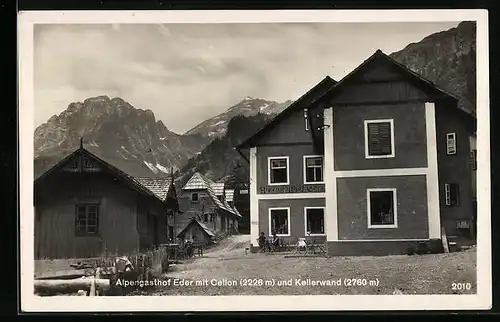 AK Mauthen, Alpengasthof Eder mit Cellon u. Kellerwand