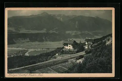 AK Hochzirl, Gasthof Kaiser Max, Blick ins Tal