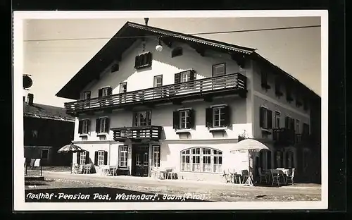 AK Westendorf, Gasthof-Pension Post, Strassenansicht