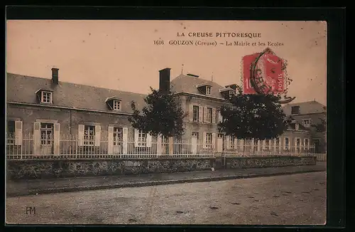 AK Gouzon, La Mairie et les Ecoles