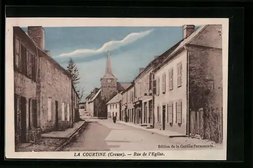 AK La Courtine, Rue de l`Eglise, Strassenpartie