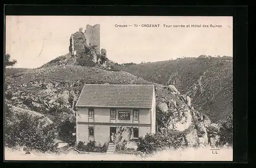 AK Crozant, Tour carrée et Hôtel des Ruines