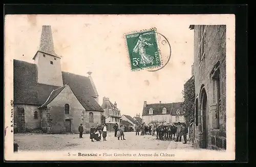 AK Boussac, Place Gambetta et Avenue du Château