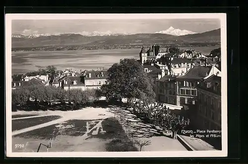 AK Nyon, Place Perdtemps les Alpes et Mt. Blanc