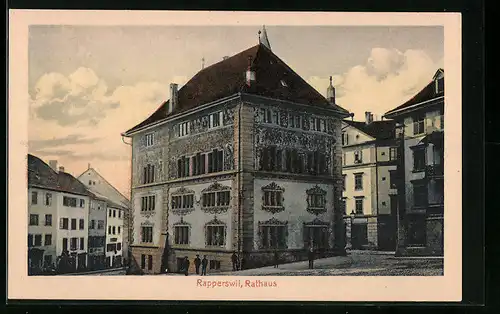 AK Rapperswil, Rathausplatz mit Brunnen