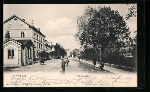 AK Lörrach, Blick in die Baslerstrasse