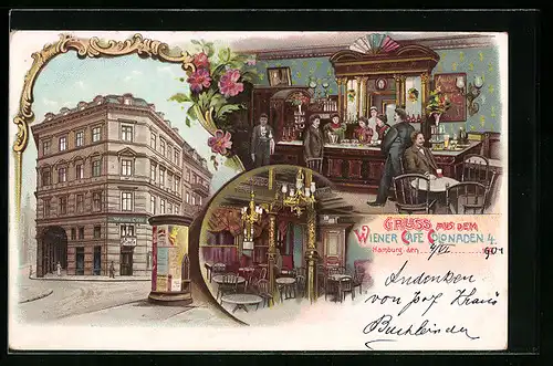 Lithographie Hamburg, Gasthaus Wiener Cafe, Colonnaden 4