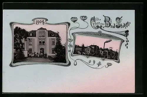 Passepartout-AK Bad Steben, Hotel Villa Cäcilie im Jahr 1904, Teilansicht