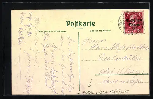 Passepartout-AK Bad Steben, Hotel Villa Cäcilie im Jahr 1904, Ortspartie