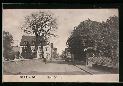 AK Kehl a. Rh. Kinzigstrasse mit Brauerei