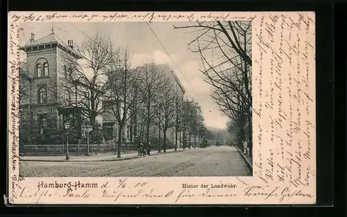 AK Hamburg-Hamm, Strasse Hinter der Landwehr mit Passanten